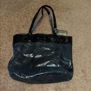 Coach Shiny Black Leather Tote